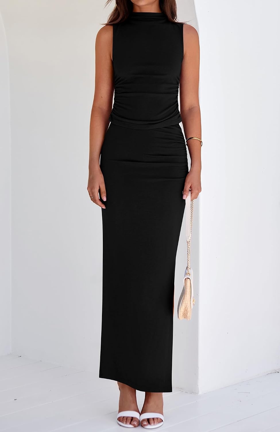 image:imageBTFBM Womens Two Piece Skirt Set Slim Fit Y2K Going Out Outfits Summer 2026Black