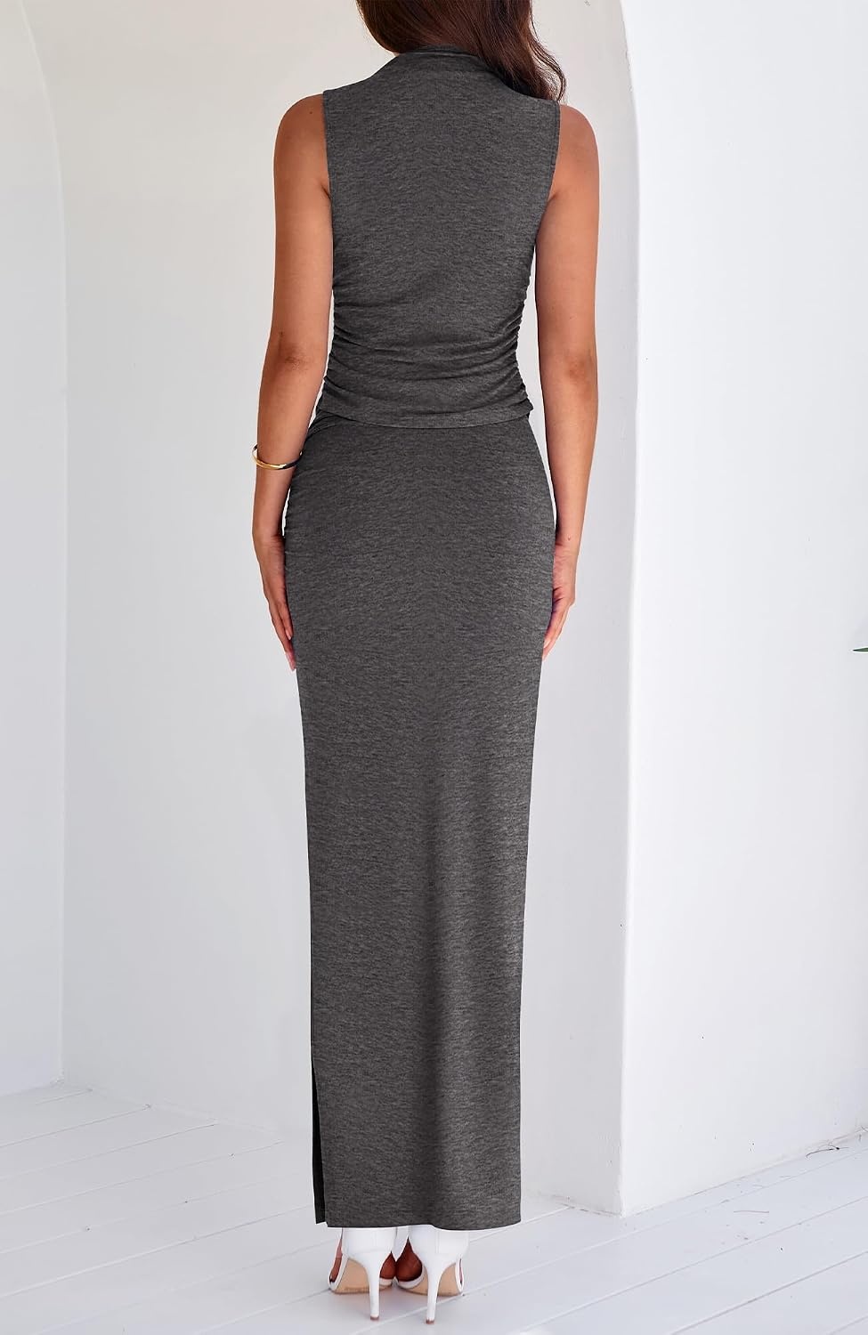 image:imageBTFBM Womens Two Piece Skirt Set Slim Fit Y2K Going Out Outfits Summer 2026Dark Grey