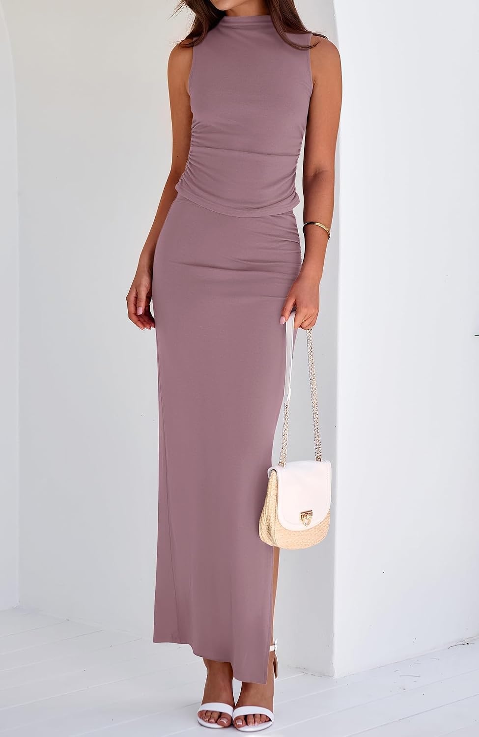 image:imageBTFBM Womens Two Piece Skirt Set Slim Fit Y2K Going Out Outfits Summer 2026Grey Purple