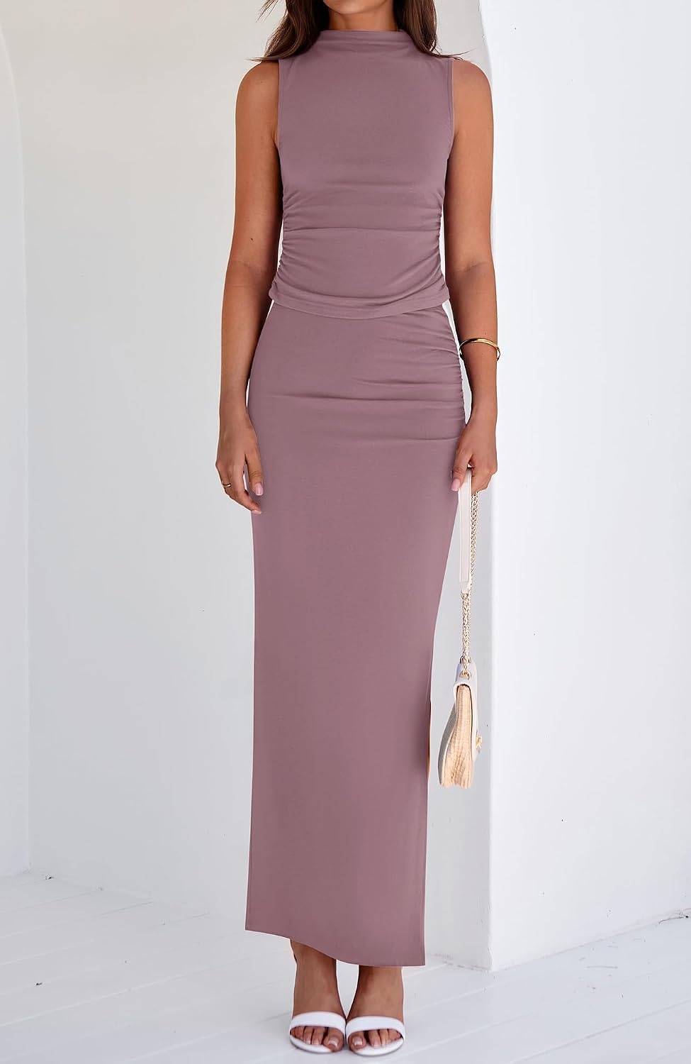 image:imageBTFBM Womens Two Piece Skirt Set Slim Fit Y2K Going Out Outfits Summer 2026Grey Purple