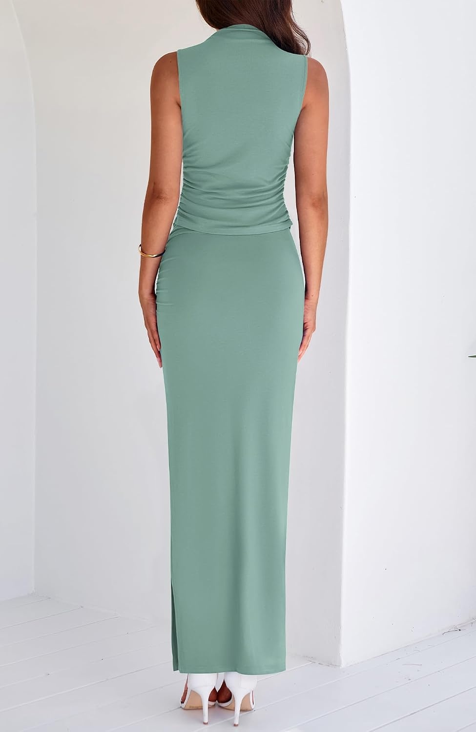 image:imageBTFBM Womens Two Piece Skirt Set Slim Fit Y2K Going Out Outfits Summer 2026Sage Green