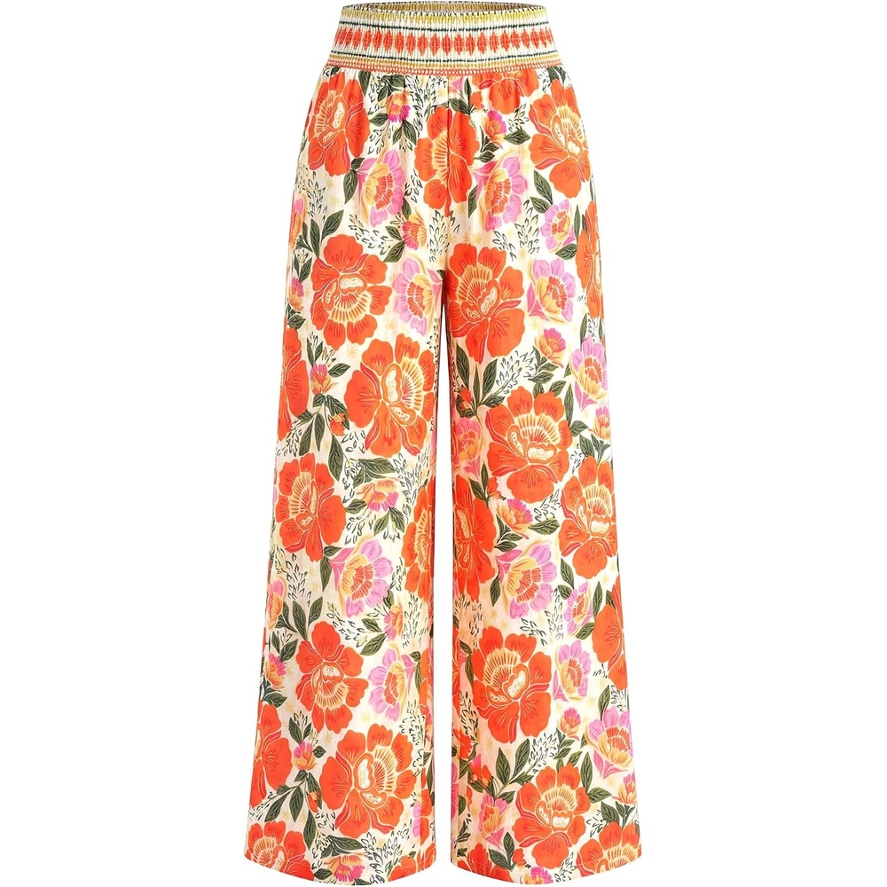 image:imageBTFBM Floral Summer Wide Leg Pants Woman 2026Beige