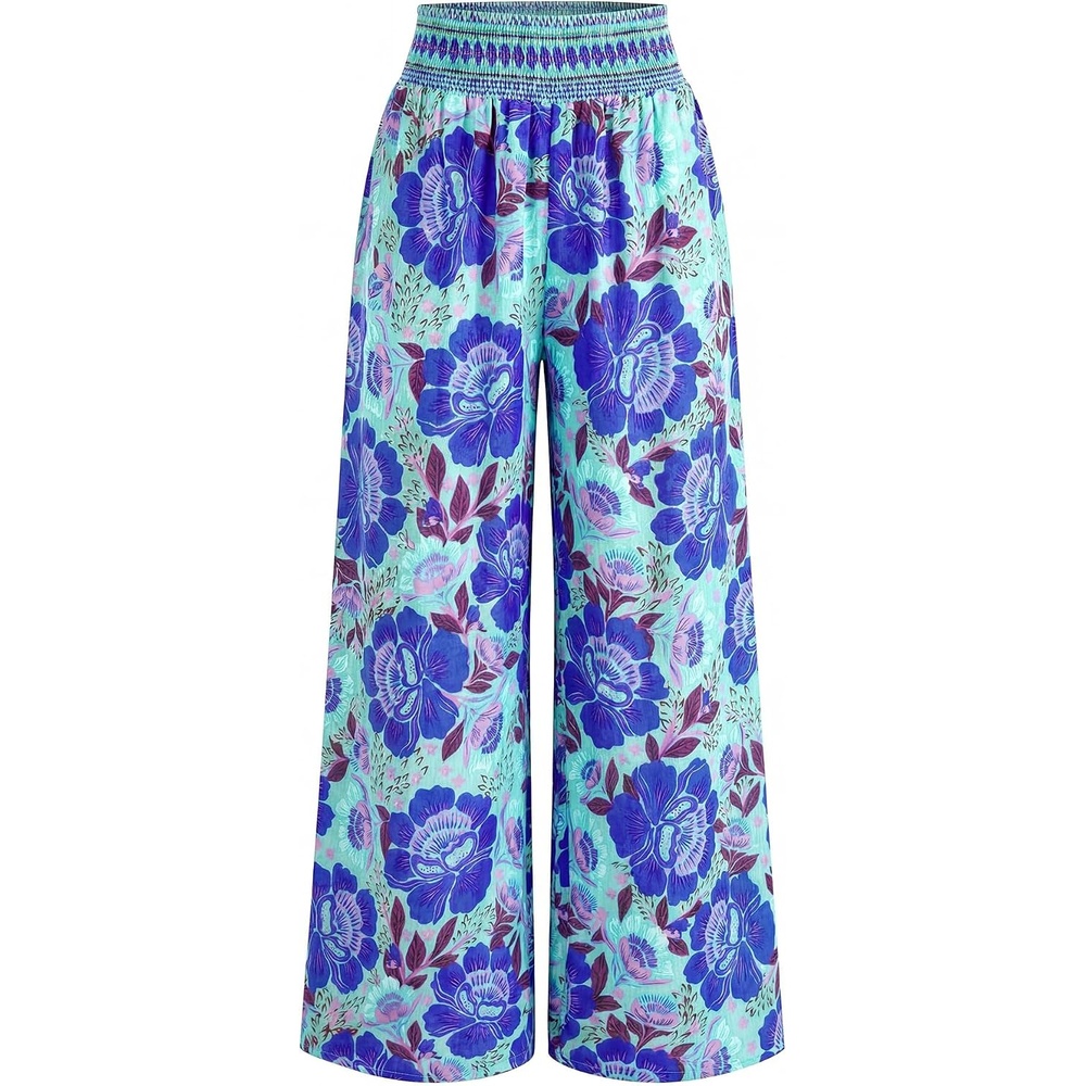 image:imageBTFBM Floral Summer Wide Leg Pants Woman 2026Blue