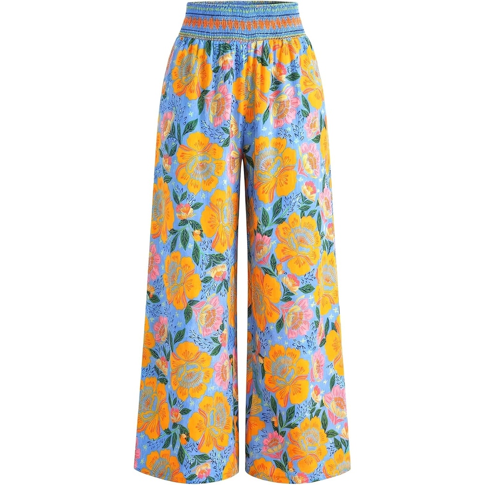 image:imageBTFBM Floral Summer Wide Leg Pants Woman 2026Light Blue