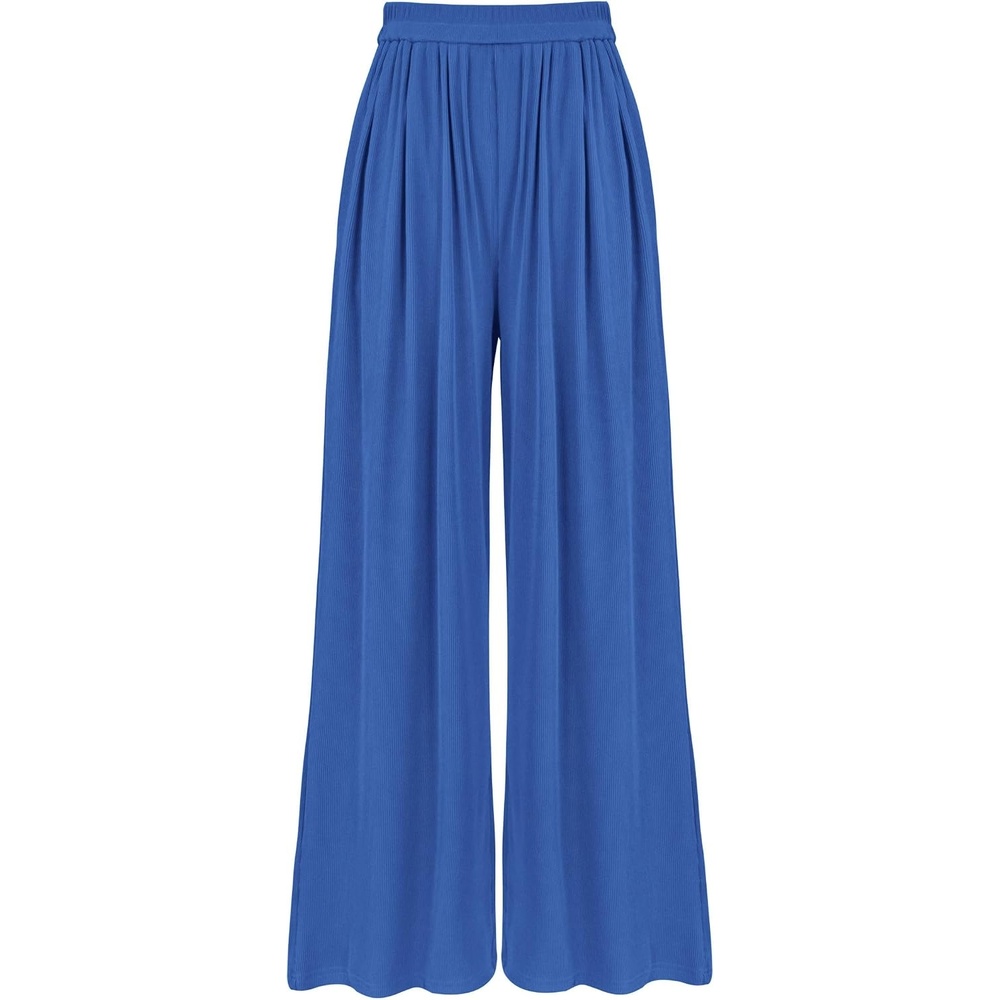 image:imageBTFBM High Waist Palazzo Pants for Women Rib KnitBlue