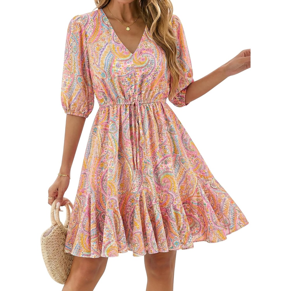 image:imageBTFBM Summer Mini Floral Dress for Women Beach VacationFloral Multicolored