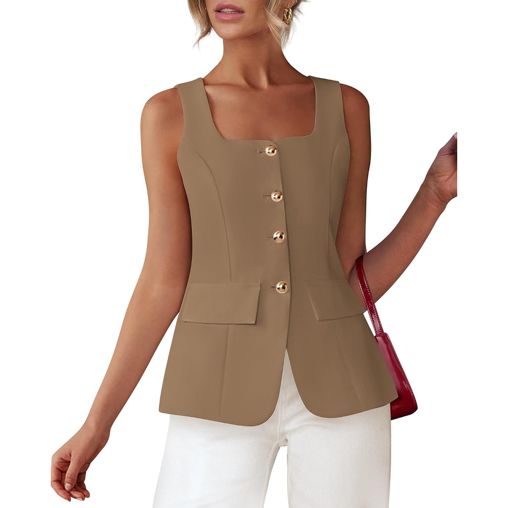 image:imageBTFBM Summer Vest Tops For Women Business Casual BlazersKhaki