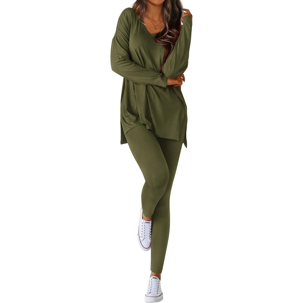 image:imageBTFBM Women 2 Piece Lounge Set Airport Travel OutfitsArmy Green