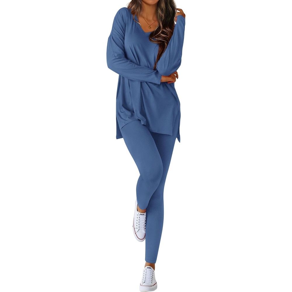 image:imageBTFBM Women 2 Piece Lounge Set Airport Travel OutfitsDusty Blue
