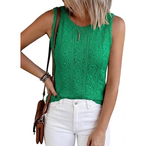 BTFBM Crochet Tank Tops for Women Loose Sweater Vest(Green)