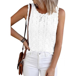 BTFBM Crochet Tank Tops for Women Loose Sweater Vest(White)