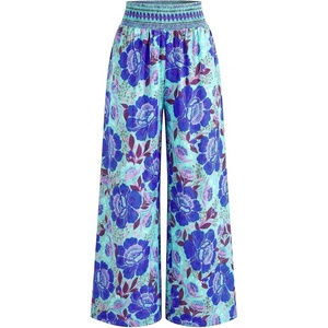 BTFBM Floral Summer Wide Leg Pants Woman 2026(Blue)