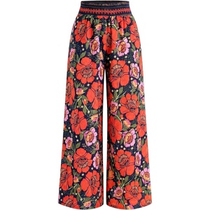 BTFBM Floral Summer Wide Leg Pants Woman 2026(Navy Blue)