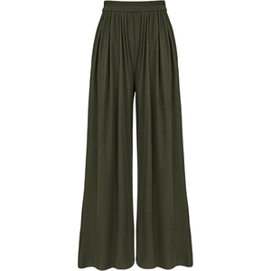 BTFBM High Waist Palazzo Pants for Women Rib Knit(Army Green)