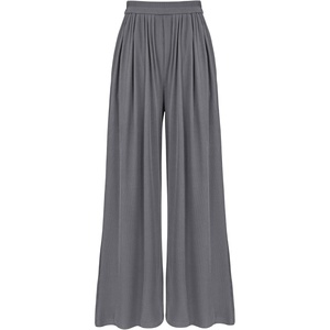 BTFBM High Waist Palazzo Pants for Women Rib Knit(Grey)