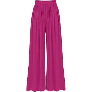 BTFBM High Waist Palazzo Pants for Women Rib Knit(Rose Red)