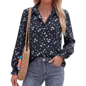BTFBM Long Sleeve Blouses for Women(Floral Black Blue)