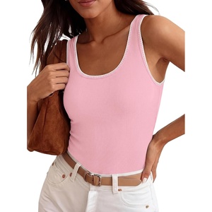 BTFBM Summer Tank Tops for Women Sleeveless Lightweight Ribbed Knit Shirts(Pink)