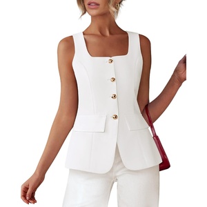 BTFBM Summer Vest Tops For Women, Business Casual Blazers(White)