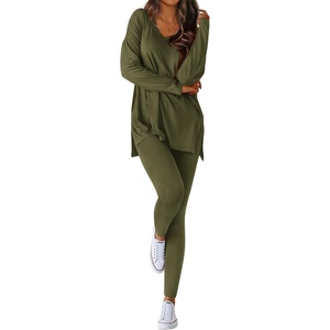 BTFBM Women 2 Piece Lounge Set Airport Travel Outfits(Army Green)