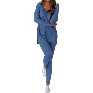 BTFBM Women 2 Piece Lounge Set Airport Travel Outfits(Dusty Blue)
