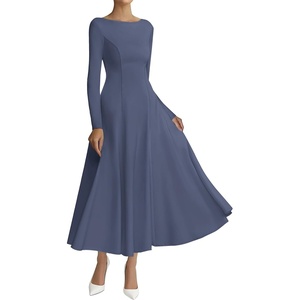 BTFBM Women’s Long Sleeve A Line Maxi Wedding Guest Dresses(Dusty Blue)