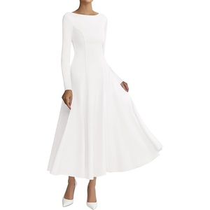 BTFBM Women’s Long Sleeve A Line Maxi Wedding Guest Dresses(White)