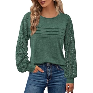 BTFBM Women’s Long Sleeve Shirts Dressy Lace Tops(Dark Green)