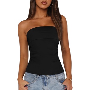 BTFBM Womens Strapless Tube Tops Spring Summer Outfits 2026(Black)