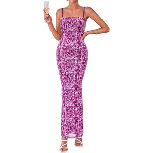 BTFBM Womens Summer Maxi Dress 2026 Floral Mesh Spaghetti Straps Sleeveless Sexy Bodycon Wedding Cocktail Party Dresses(Dark Purple Print)