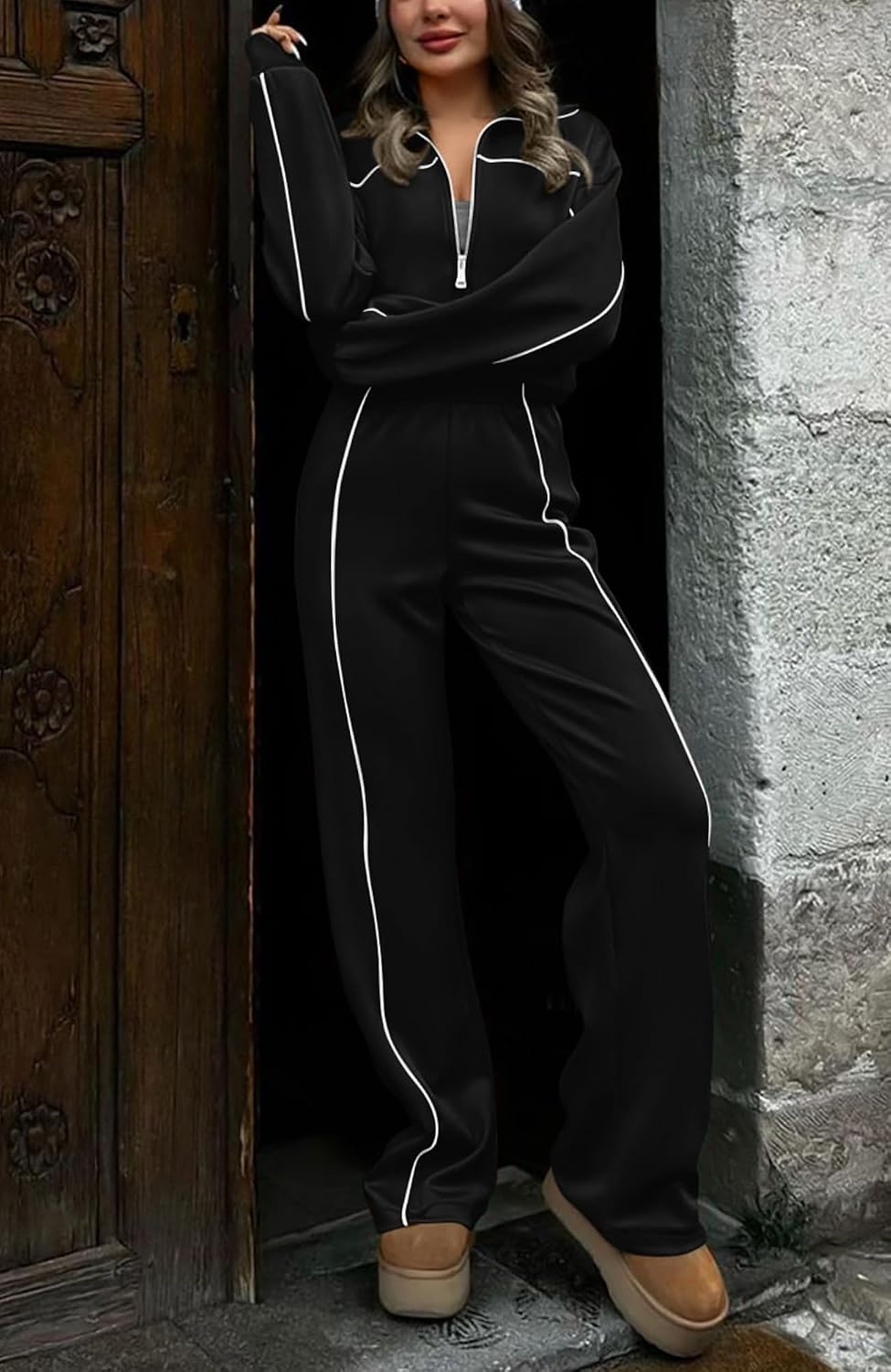 image:imageBTFBM Fall Outfits For Women 2026 Lounge Sets Airport OutfitsBlack