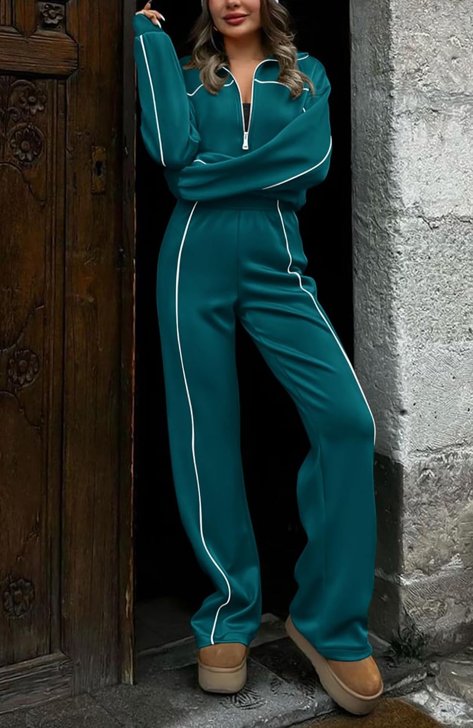image:imageBTFBM Fall Outfits For Women 2026 Lounge Sets Airport OutfitsBlue Green