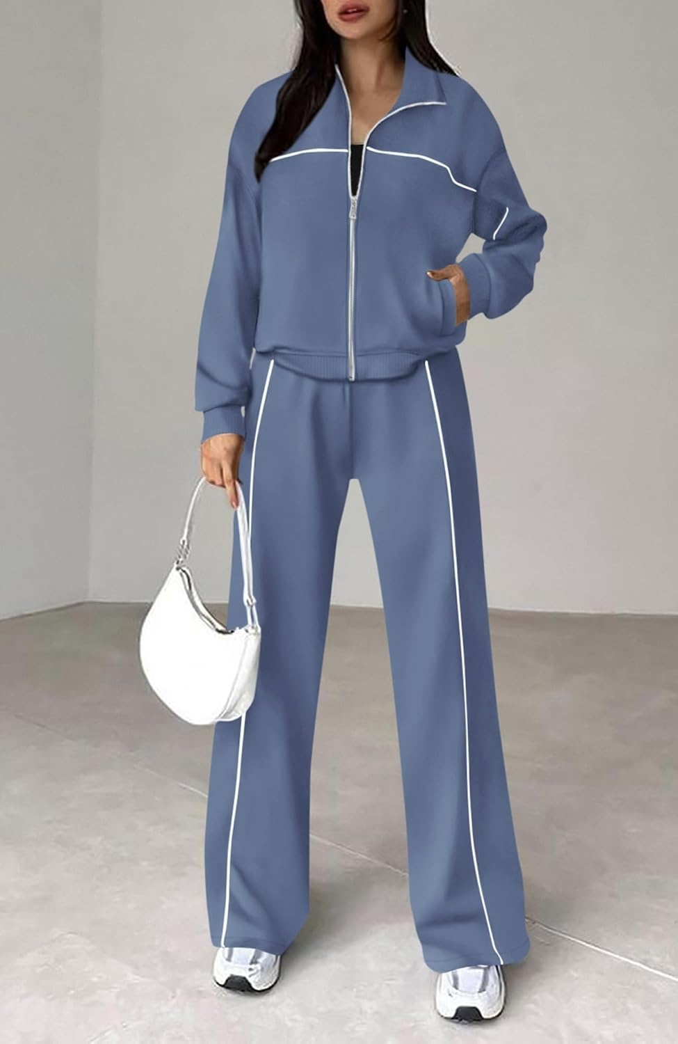 image:imageBTFBM Fall Outfits For Women 2026 Lounge Sets Airport OutfitsGrey Blue