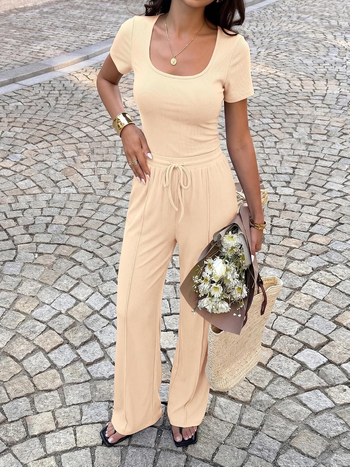 image:imageBTFBM Casual 2 Piece Sets For Women Summer 2026Beige