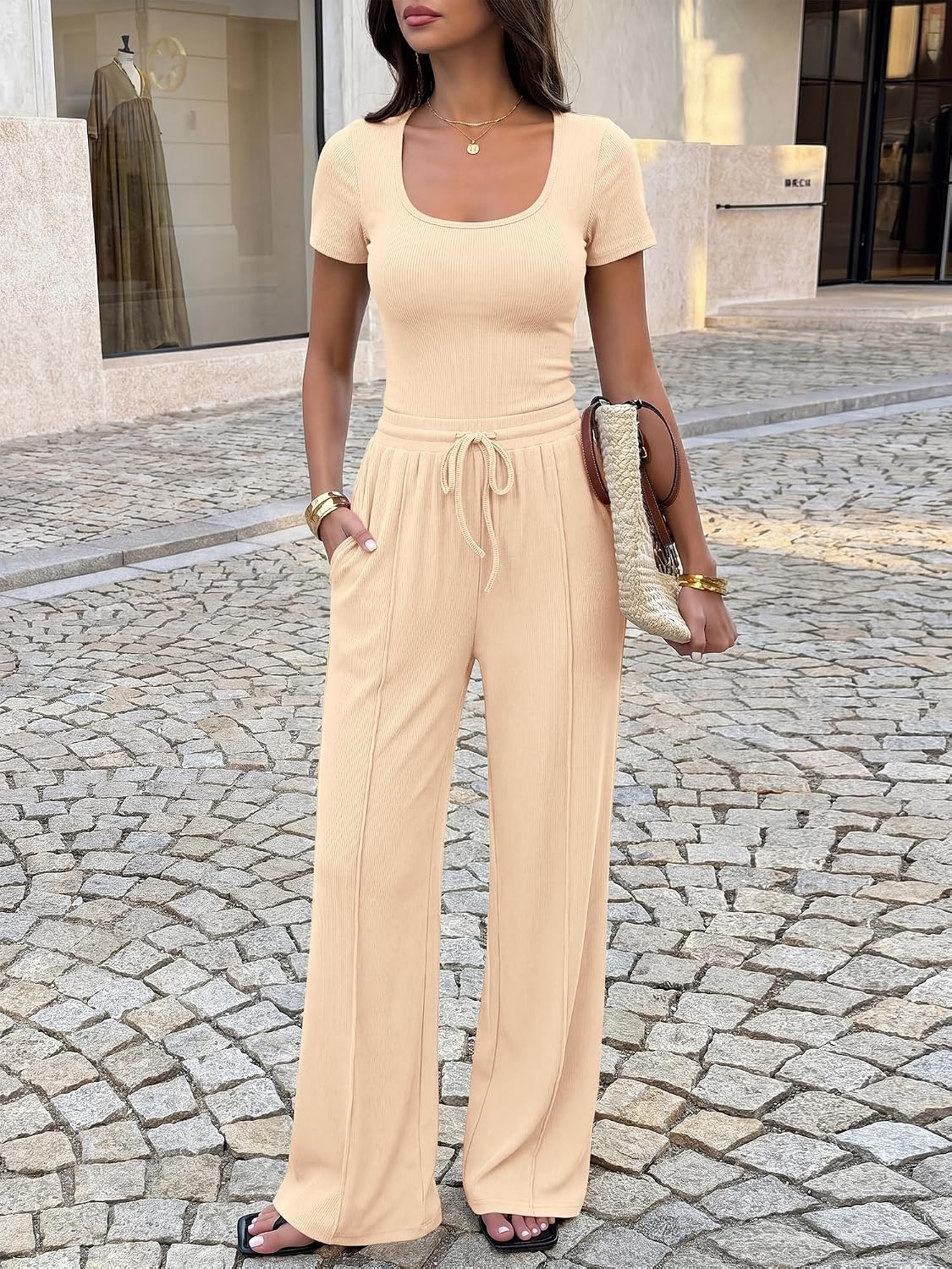 image:imageBTFBM Casual 2 Piece Sets For Women Summer 2026Beige