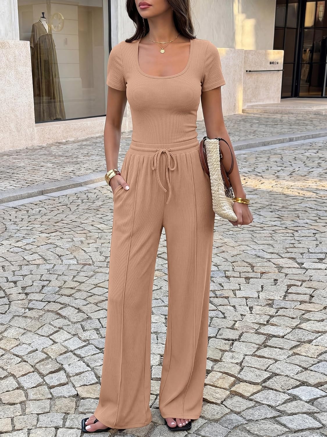 image:imageBTFBM Casual 2 Piece Sets For Women Summer 2026Khaki