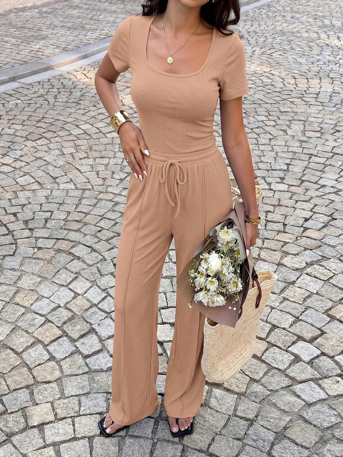 image:imageBTFBM Casual 2 Piece Sets For Women Summer 2026Khaki