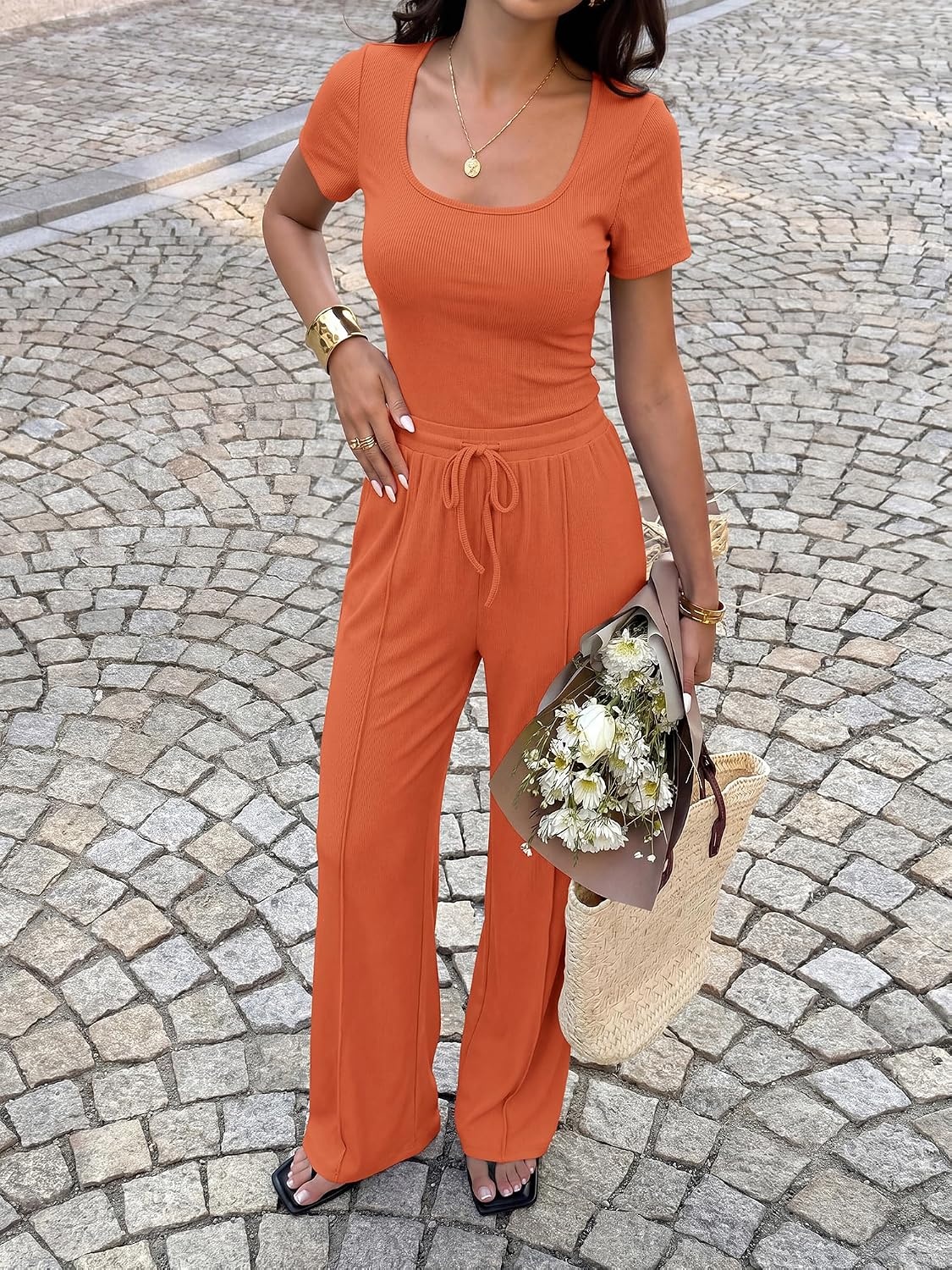 image:imageBTFBM Casual 2 Piece Sets For Women Summer 2026Orange