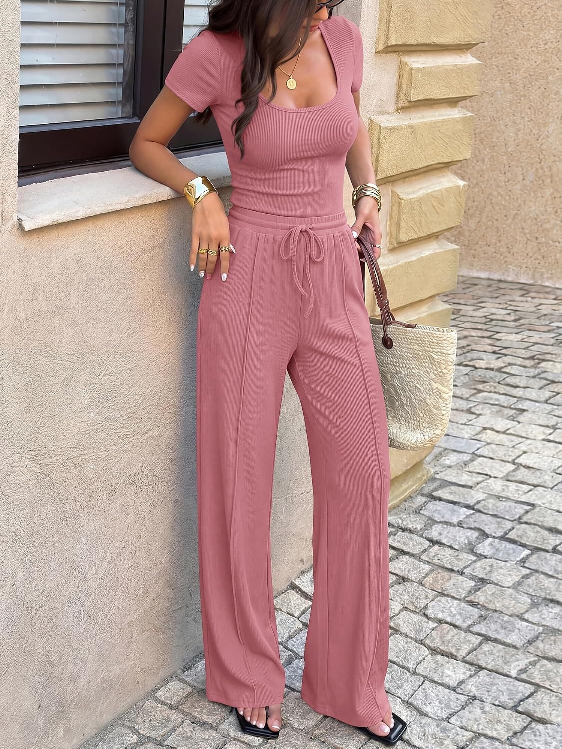 image:imageBTFBM Casual 2 Piece Sets For Women Summer 2026Pink