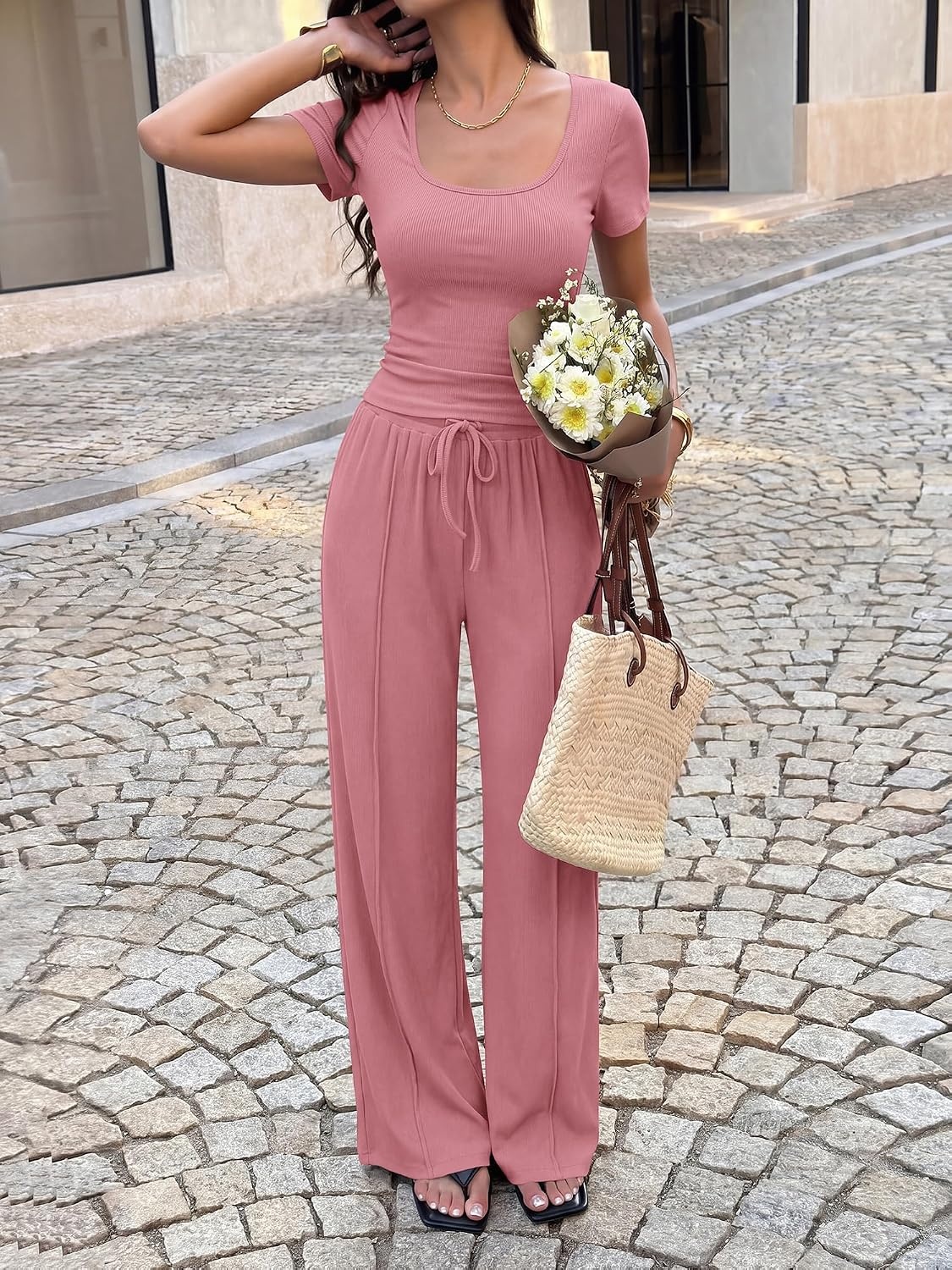 image:imageBTFBM Casual 2 Piece Sets For Women Summer 2026Pink
