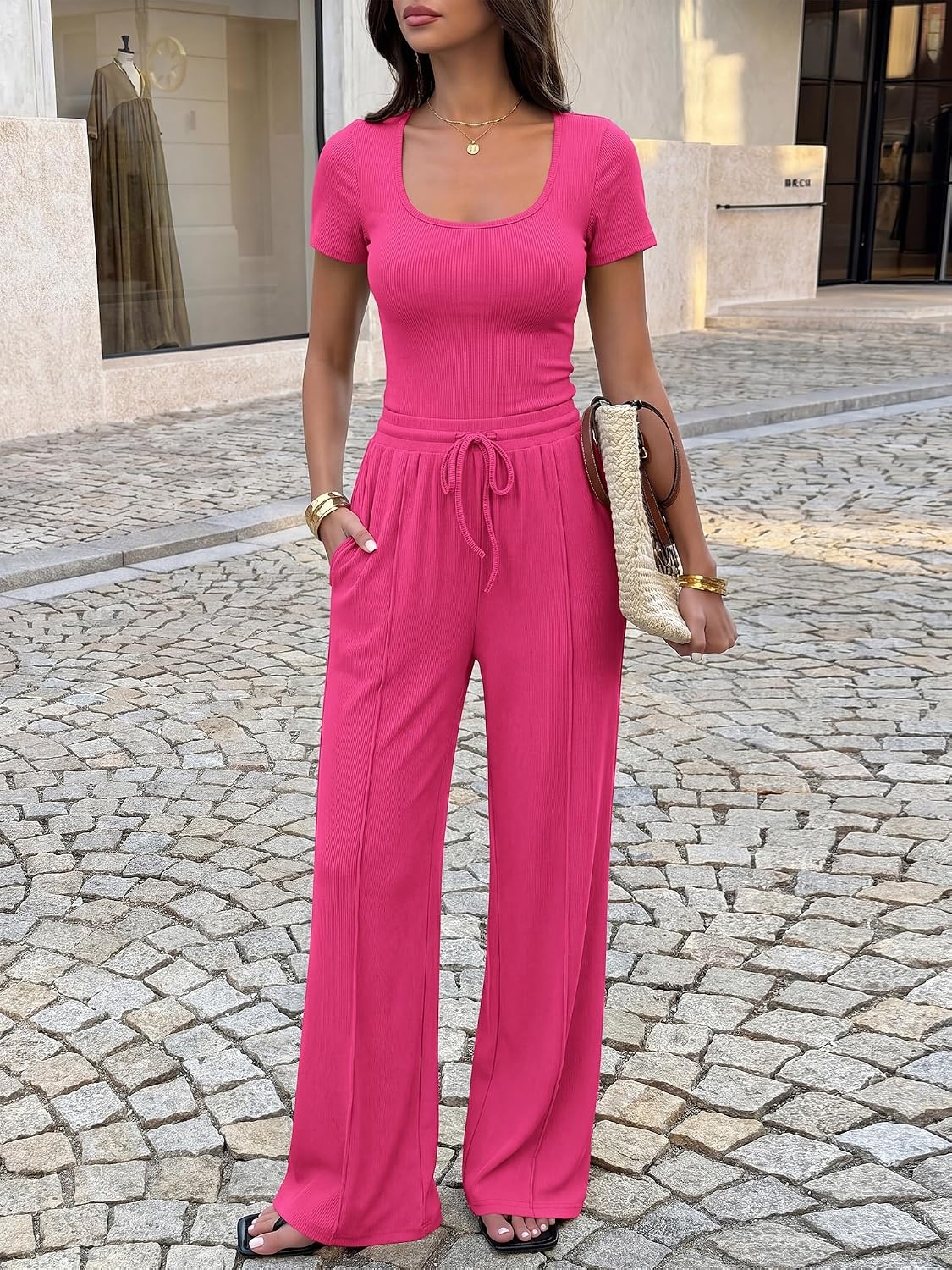image:imageBTFBM Casual 2 Piece Sets For Women Summer 2026Rose Red