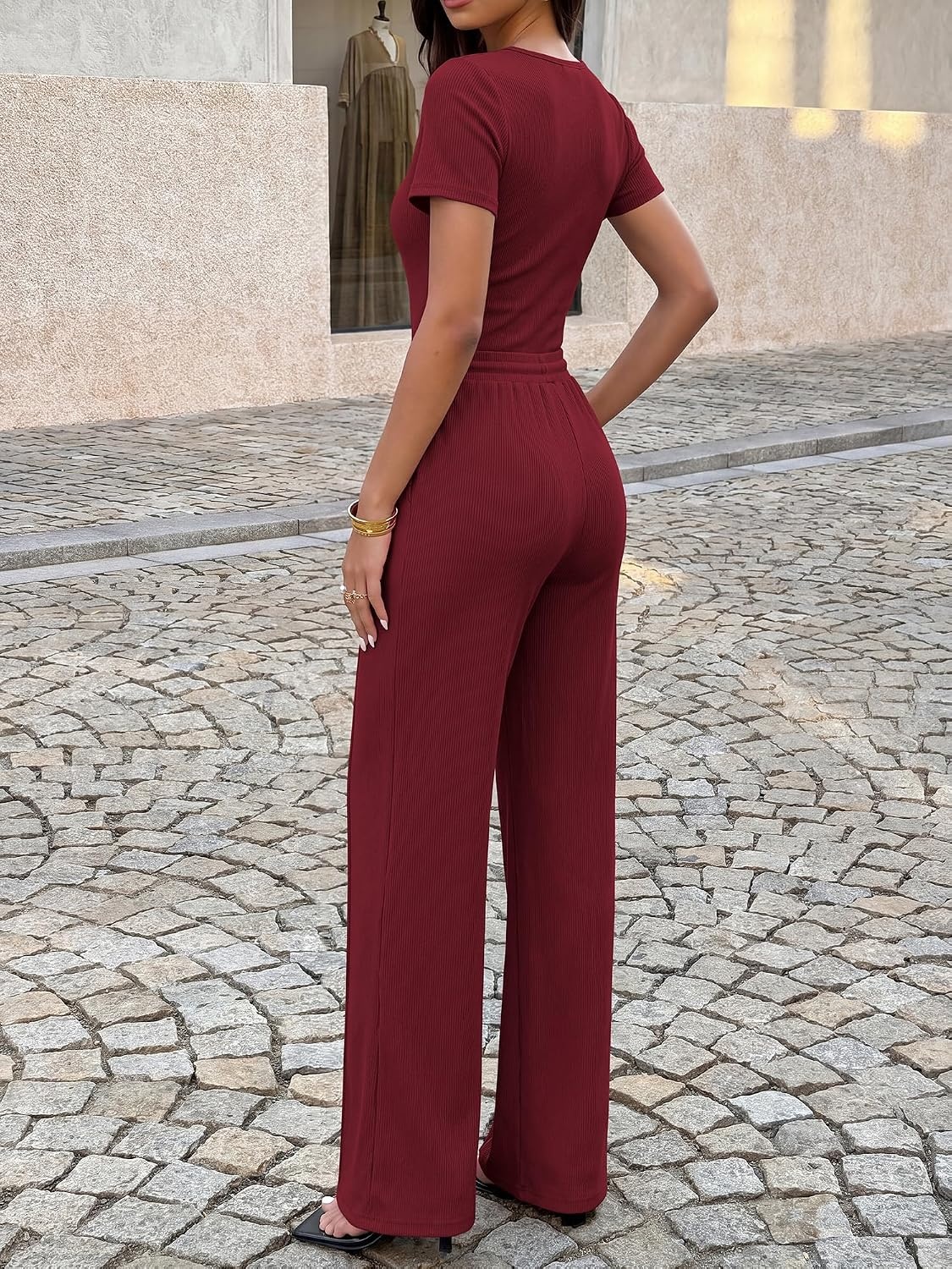 image:imageBTFBM Casual 2 Piece Sets For Women Summer 2026Wine Red