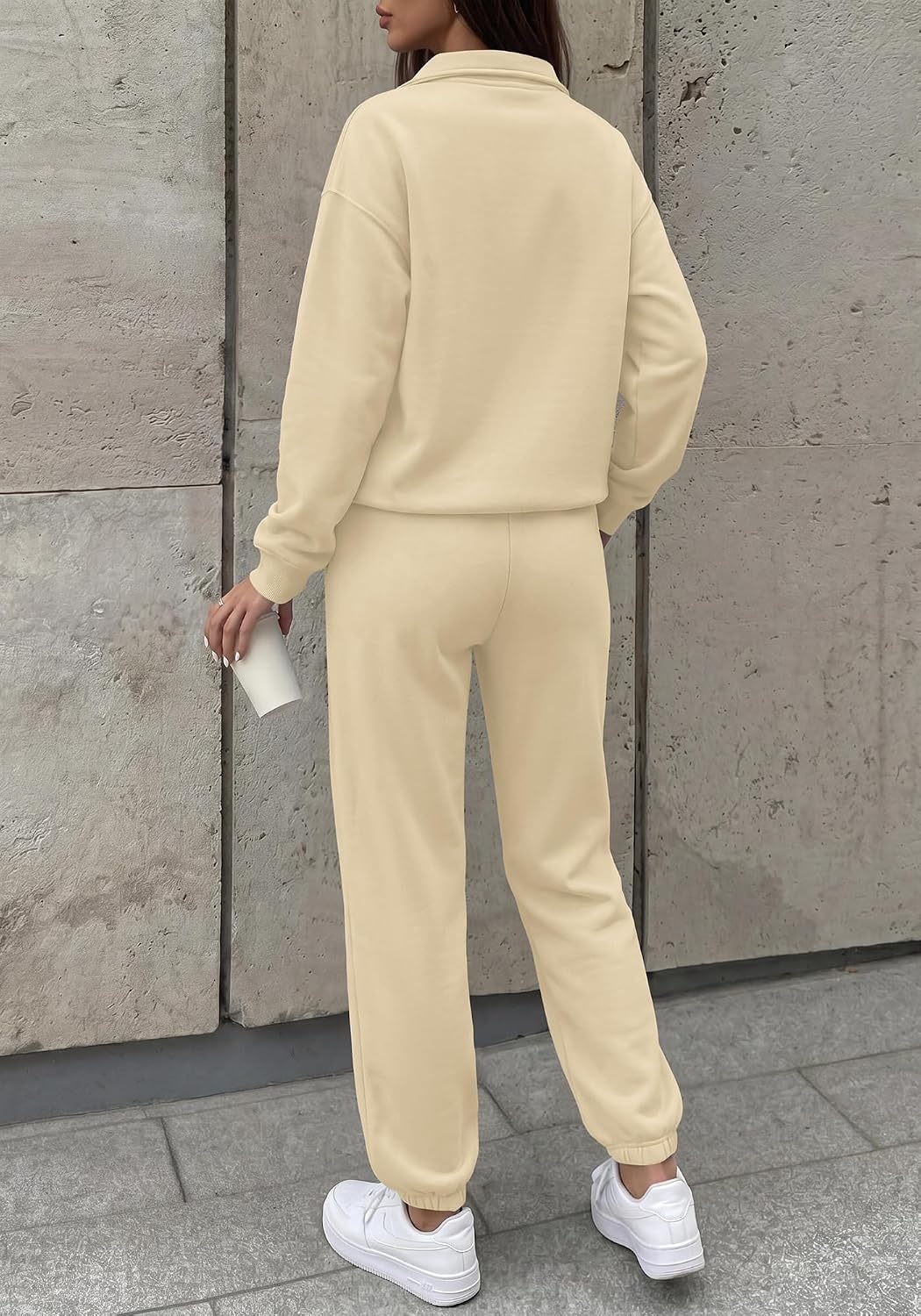 image:imageBTFBM Womens 2 Piece Matching Lounge Set Sweatsuits Fashion ClothingApricot