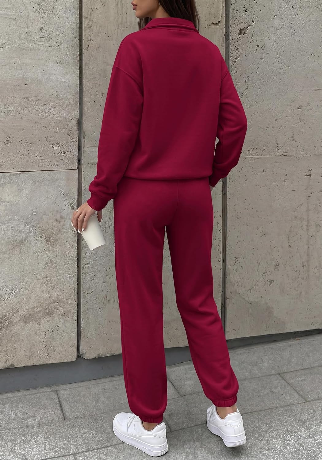 image:imageBTFBM Womens 2 Piece Matching Lounge Set Sweatsuits Fashion ClothingBurgundy
