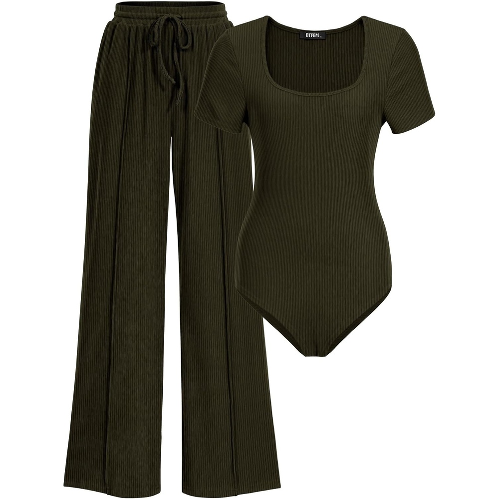 image:imageBTFBM Casual 2 Piece Sets For Women Summer 2026Army Green