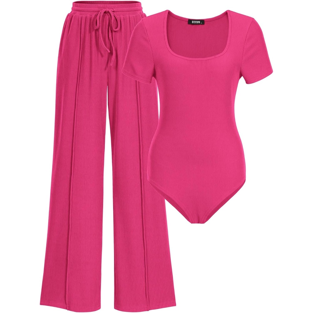 image:imageBTFBM Casual 2 Piece Sets For Women Summer 2026Rose Red