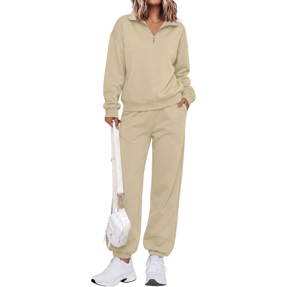 image:imageBTFBM Womens 2 Piece Matching Lounge Set Sweatsuits Fashion ClothingApricot