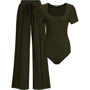 BTFBM Casual 2 Piece Sets For Women Summer 2026(Army Green)