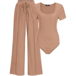BTFBM Casual 2 Piece Sets For Women Summer 2026(Khaki)