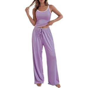 BTFBM Striped Lounge Sets For Women 2 Piece Pajama Sets Pants 2026 Fall(Striped Purple Orange)